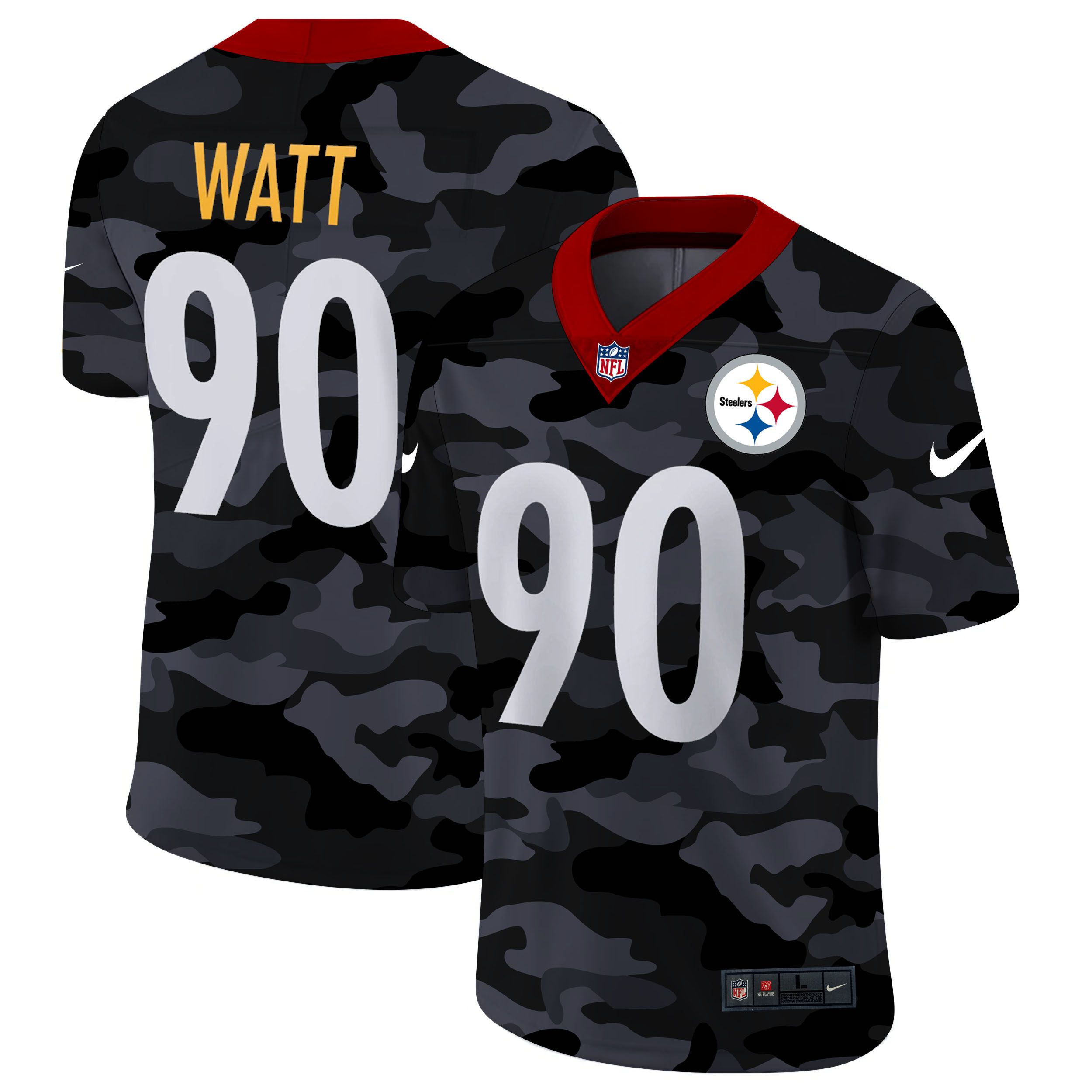 Men Pittsburgh Steelers #90 Watt 2020 Nike Camo Salute to Service Limited NFL Jerseys